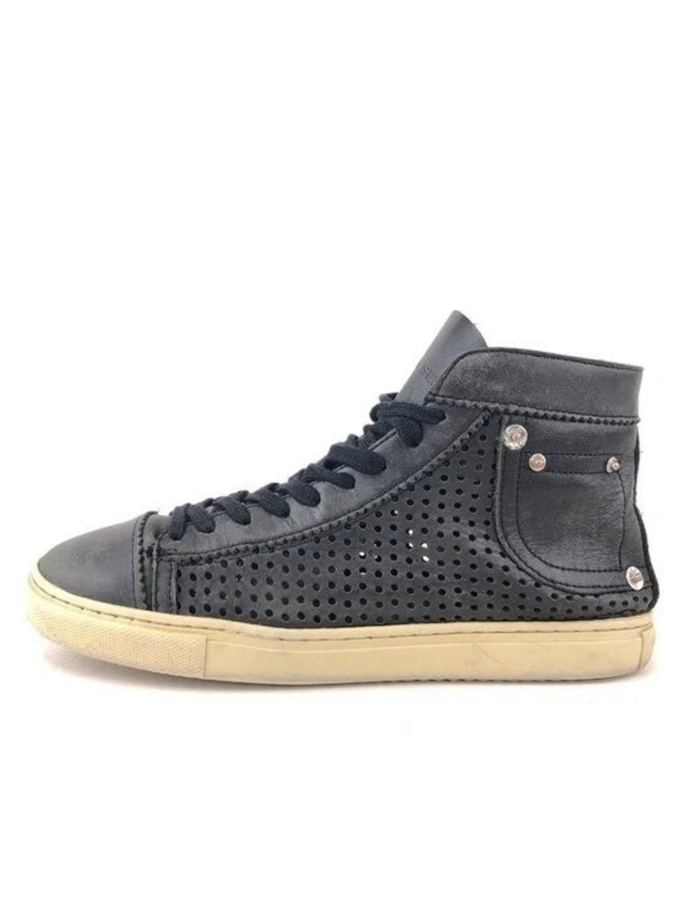 Diesel Off Your Rocker Exposure Mid Black Leather Women's Sneakers in sz39 US8.5